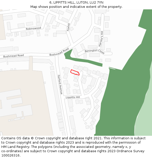 6, LIPPITTS HILL, LUTON, LU2 7YN: Location map and indicative extent of plot