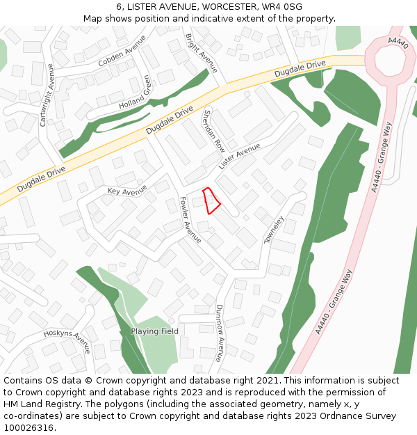 6, LISTER AVENUE, WORCESTER, WR4 0SG: Location map and indicative extent of plot