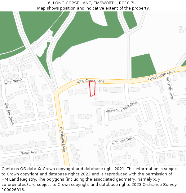 6, LONG COPSE LANE, EMSWORTH, PO10 7UL: Location map and indicative extent of plot