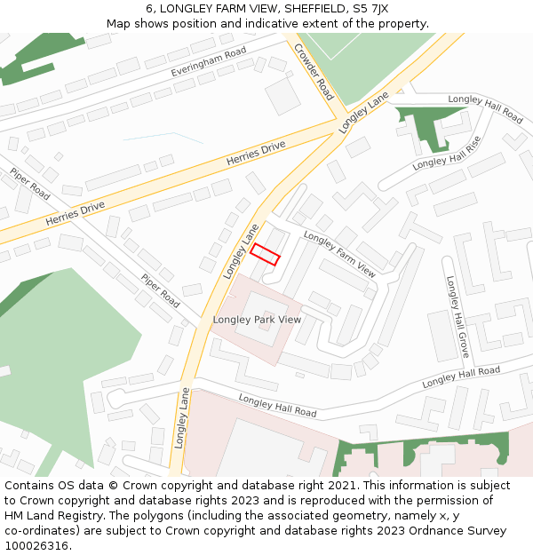 6, LONGLEY FARM VIEW, SHEFFIELD, S5 7JX: Location map and indicative extent of plot