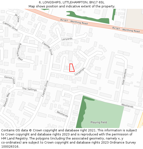 6, LONGSHIPS, LITTLEHAMPTON, BN17 6SL: Location map and indicative extent of plot