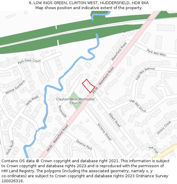 6, LOW INGS GREEN, CLAYTON WEST, HUDDERSFIELD, HD8 9XA: Location map and indicative extent of plot