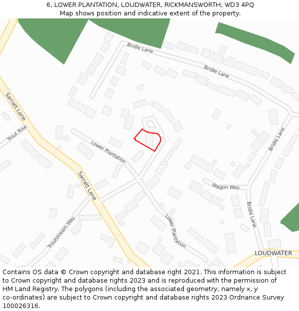 6, LOWER PLANTATION, LOUDWATER, RICKMANSWORTH, WD3 4PQ: Location map and indicative extent of plot
