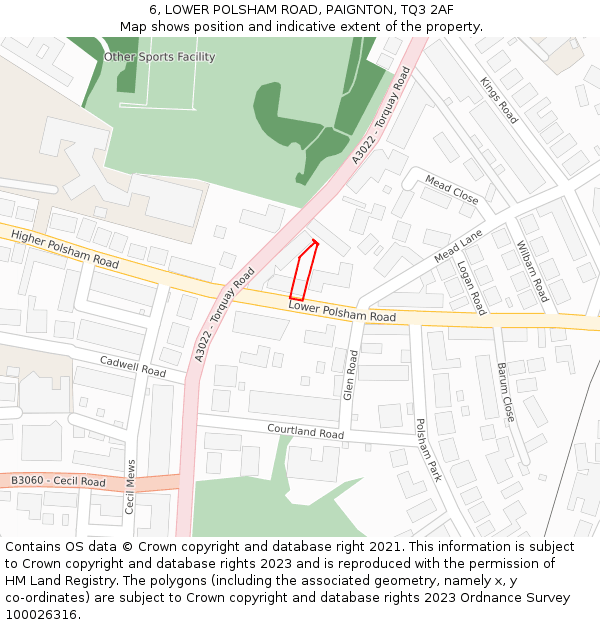 6, LOWER POLSHAM ROAD, PAIGNTON, TQ3 2AF: Location map and indicative extent of plot
