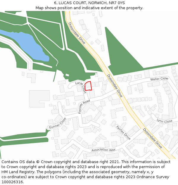 6, LUCAS COURT, NORWICH, NR7 0YS: Location map and indicative extent of plot