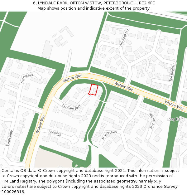 6, LYNDALE PARK, ORTON WISTOW, PETERBOROUGH, PE2 6FE: Location map and indicative extent of plot