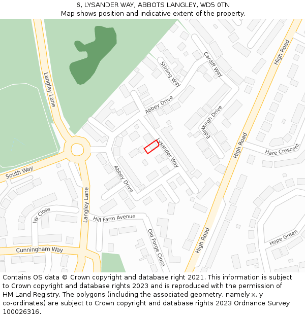 6, LYSANDER WAY, ABBOTS LANGLEY, WD5 0TN: Location map and indicative extent of plot