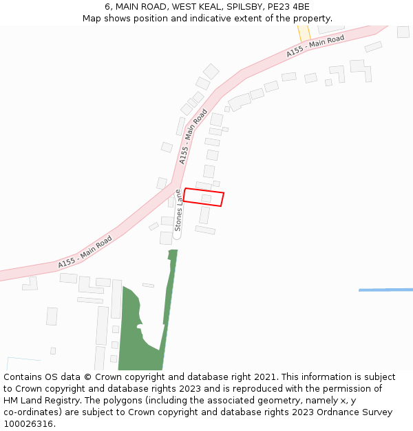 6, MAIN ROAD, WEST KEAL, SPILSBY, PE23 4BE: Location map and indicative extent of plot