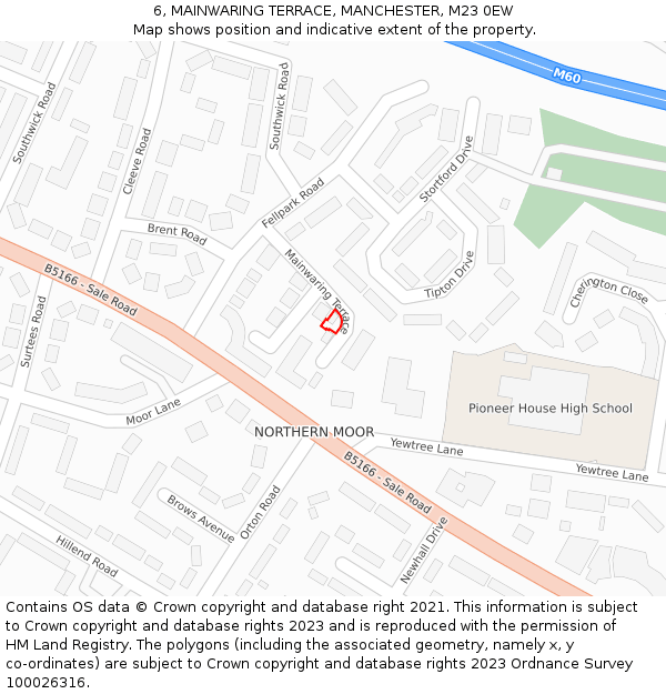 6, MAINWARING TERRACE, MANCHESTER, M23 0EW: Location map and indicative extent of plot