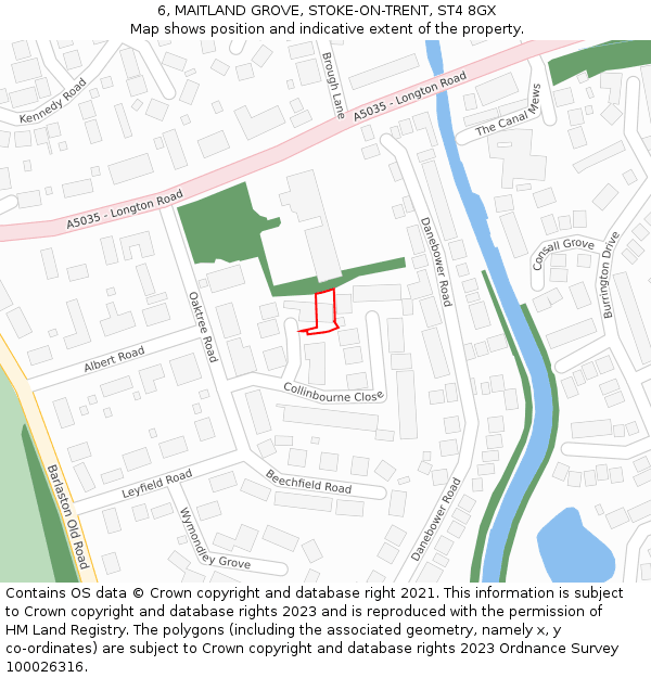 6, MAITLAND GROVE, STOKE-ON-TRENT, ST4 8GX: Location map and indicative extent of plot