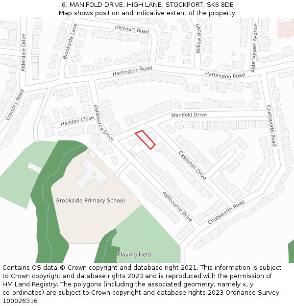 6, MANIFOLD DRIVE, HIGH LANE, STOCKPORT, SK6 8DE: Location map and indicative extent of plot