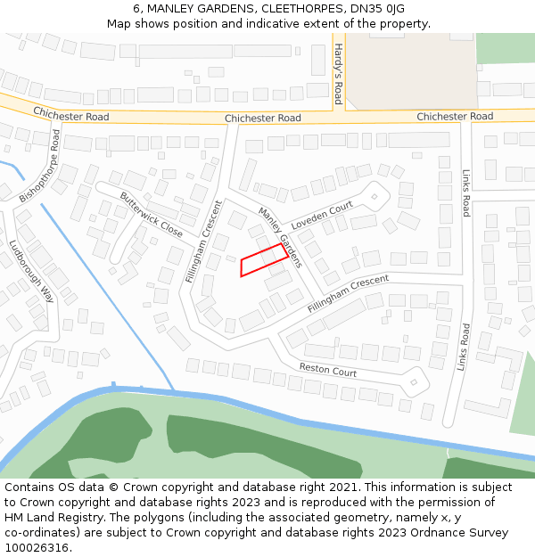 6, MANLEY GARDENS, CLEETHORPES, DN35 0JG: Location map and indicative extent of plot