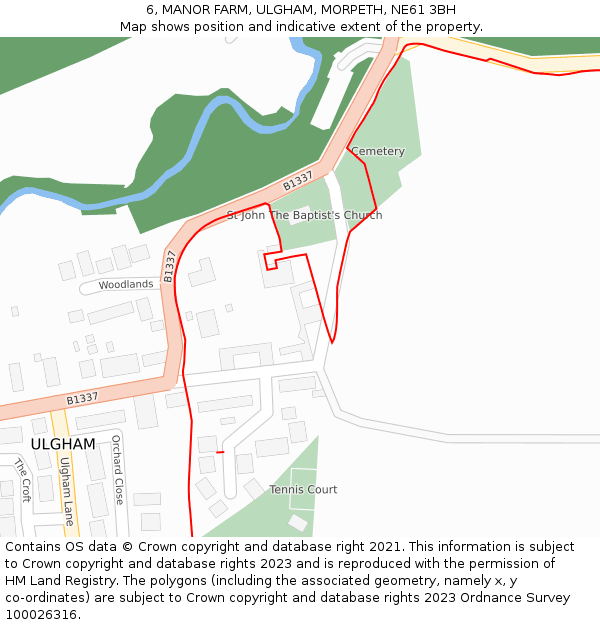 6, MANOR FARM, ULGHAM, MORPETH, NE61 3BH: Location map and indicative extent of plot