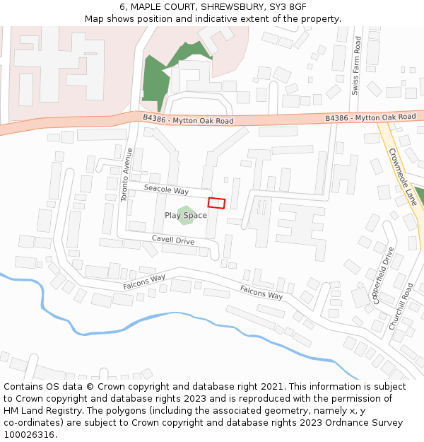 6, MAPLE COURT, SHREWSBURY, SY3 8GF: Location map and indicative extent of plot
