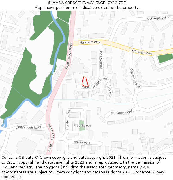 6, MARIA CRESCENT, WANTAGE, OX12 7DE: Location map and indicative extent of plot