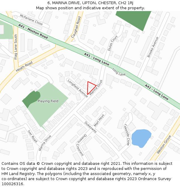 6, MARINA DRIVE, UPTON, CHESTER, CH2 1RJ: Location map and indicative extent of plot