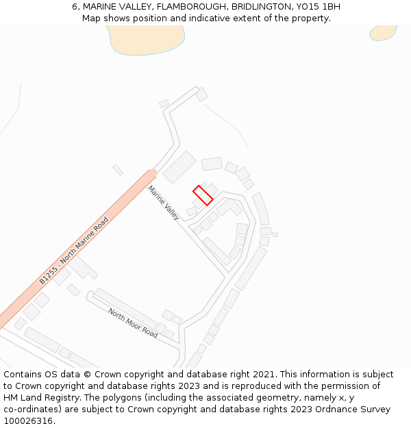 6, MARINE VALLEY, FLAMBOROUGH, BRIDLINGTON, YO15 1BH: Location map and indicative extent of plot