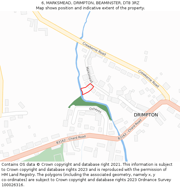 6, MARKSMEAD, DRIMPTON, BEAMINSTER, DT8 3RZ: Location map and indicative extent of plot