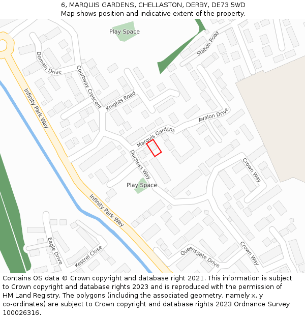 6, MARQUIS GARDENS, CHELLASTON, DERBY, DE73 5WD: Location map and indicative extent of plot