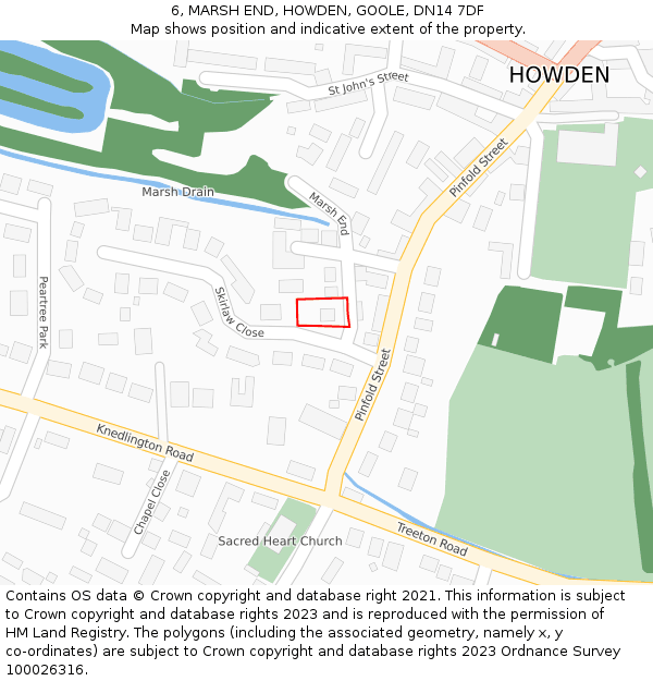 6, MARSH END, HOWDEN, GOOLE, DN14 7DF: Location map and indicative extent of plot