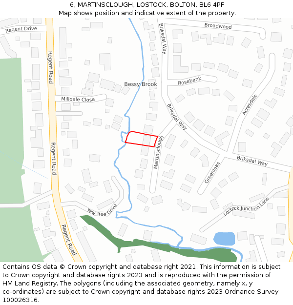 6, MARTINSCLOUGH, LOSTOCK, BOLTON, BL6 4PF: Location map and indicative extent of plot