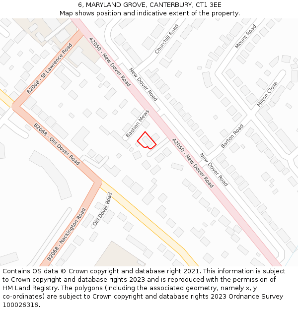 6, MARYLAND GROVE, CANTERBURY, CT1 3EE: Location map and indicative extent of plot