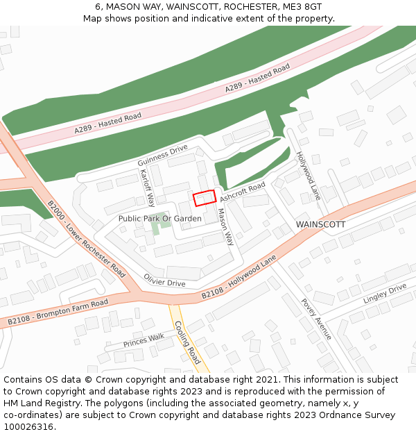 6, MASON WAY, WAINSCOTT, ROCHESTER, ME3 8GT: Location map and indicative extent of plot