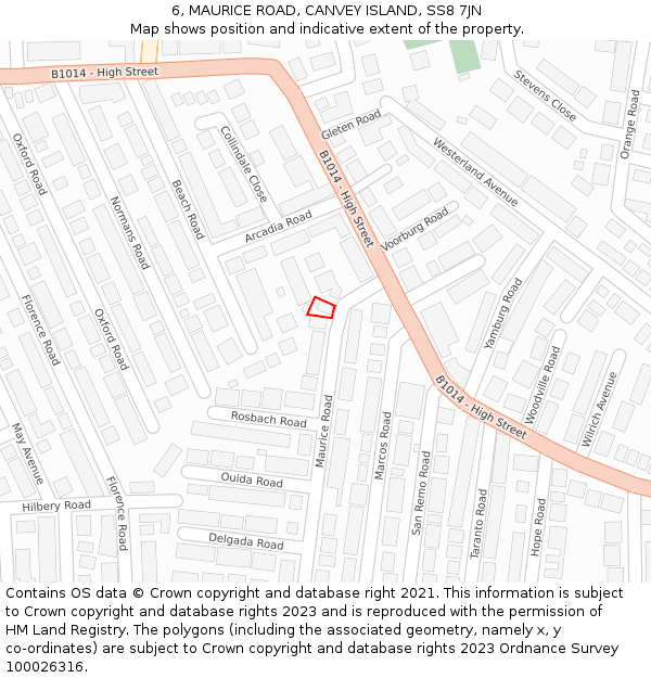 6, MAURICE ROAD, CANVEY ISLAND, SS8 7JN: Location map and indicative extent of plot
