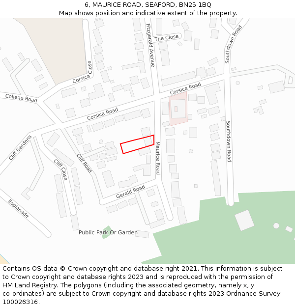6, MAURICE ROAD, SEAFORD, BN25 1BQ: Location map and indicative extent of plot