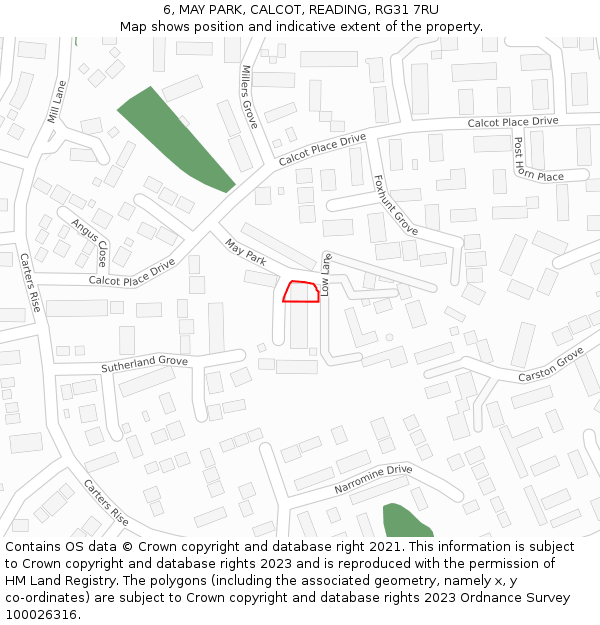 6, MAY PARK, CALCOT, READING, RG31 7RU: Location map and indicative extent of plot