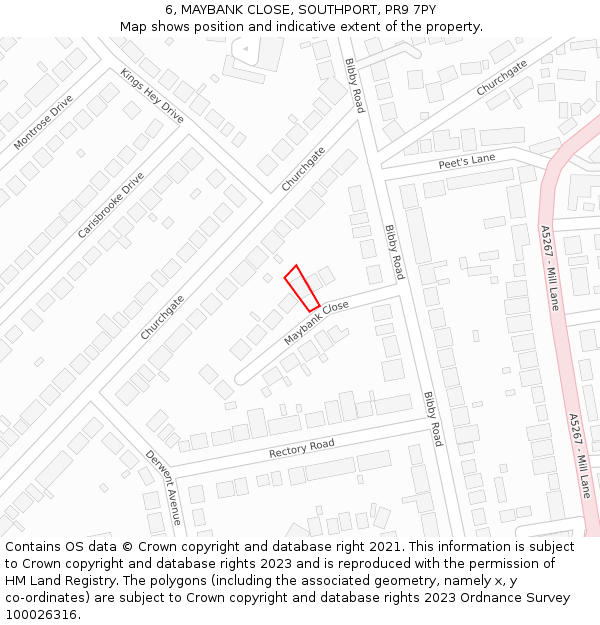 6, MAYBANK CLOSE, SOUTHPORT, PR9 7PY: Location map and indicative extent of plot