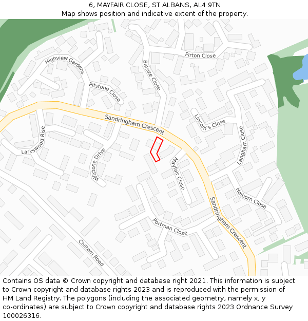 6, MAYFAIR CLOSE, ST ALBANS, AL4 9TN: Location map and indicative extent of plot