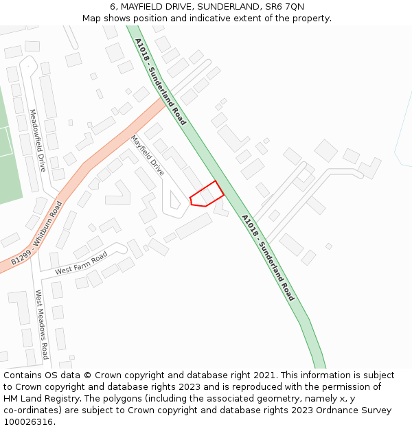 6, MAYFIELD DRIVE, SUNDERLAND, SR6 7QN: Location map and indicative extent of plot