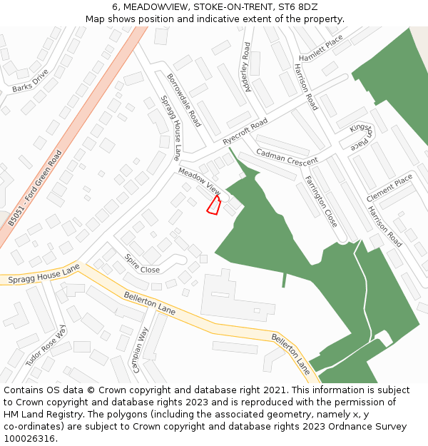 6, MEADOWVIEW, STOKE-ON-TRENT, ST6 8DZ: Location map and indicative extent of plot