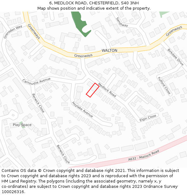 6, MEDLOCK ROAD, CHESTERFIELD, S40 3NH: Location map and indicative extent of plot