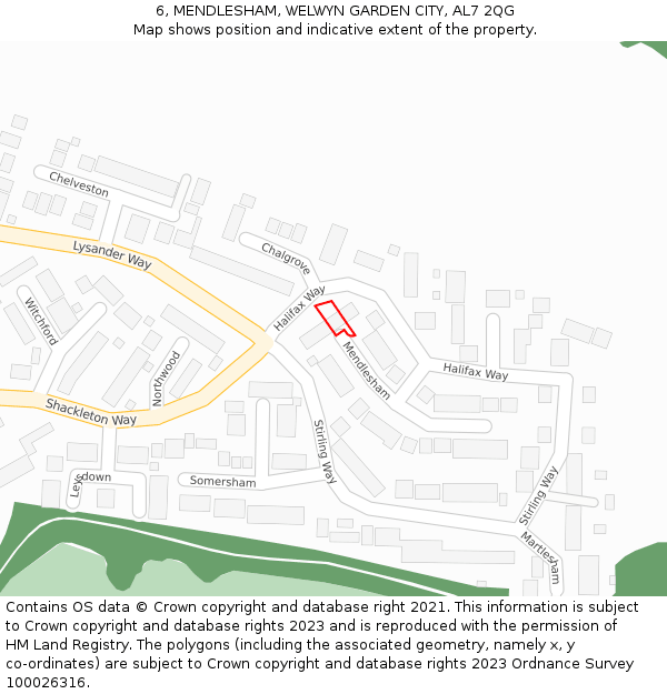 6, MENDLESHAM, WELWYN GARDEN CITY, AL7 2QG: Location map and indicative extent of plot