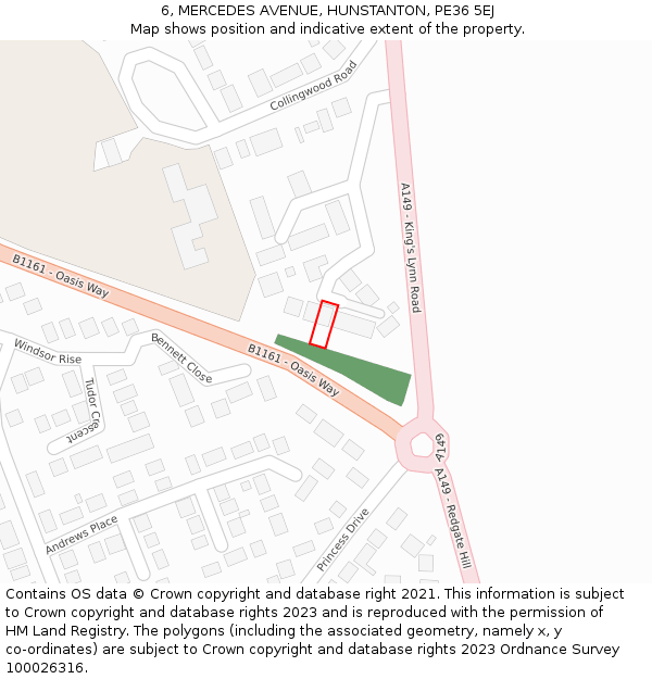 6, MERCEDES AVENUE, HUNSTANTON, PE36 5EJ: Location map and indicative extent of plot
