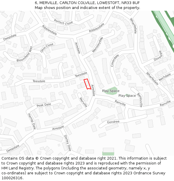 6, MERVILLE, CARLTON COLVILLE, LOWESTOFT, NR33 8UF: Location map and indicative extent of plot