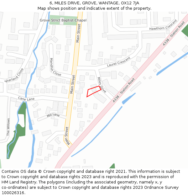 6, MILES DRIVE, GROVE, WANTAGE, OX12 7JA: Location map and indicative extent of plot