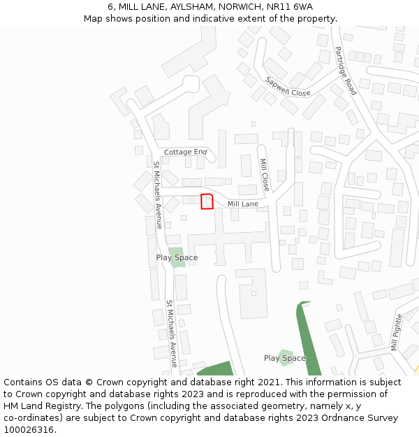6, MILL LANE, AYLSHAM, NORWICH, NR11 6WA: Location map and indicative extent of plot