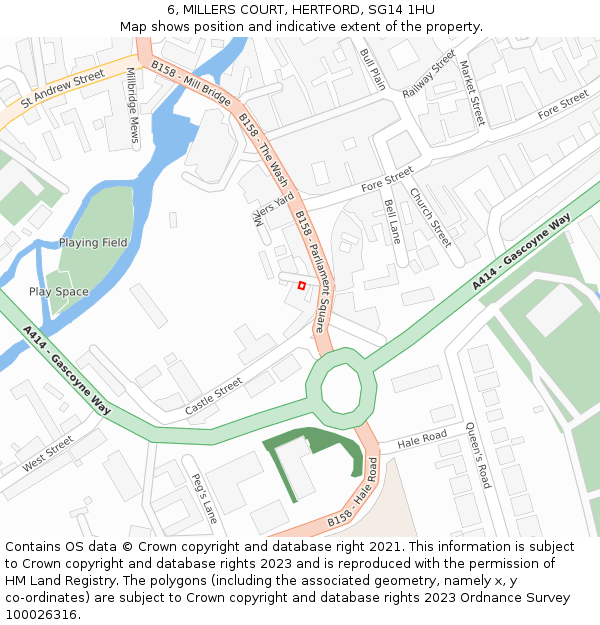 6, MILLERS COURT, HERTFORD, SG14 1HU: Location map and indicative extent of plot