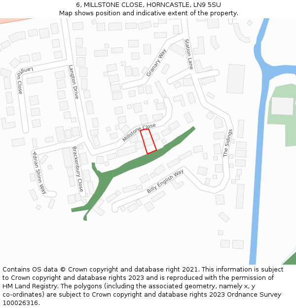6, MILLSTONE CLOSE, HORNCASTLE, LN9 5SU: Location map and indicative extent of plot