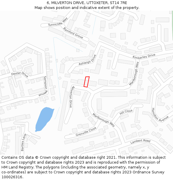 6, MILVERTON DRIVE, UTTOXETER, ST14 7RE: Location map and indicative extent of plot