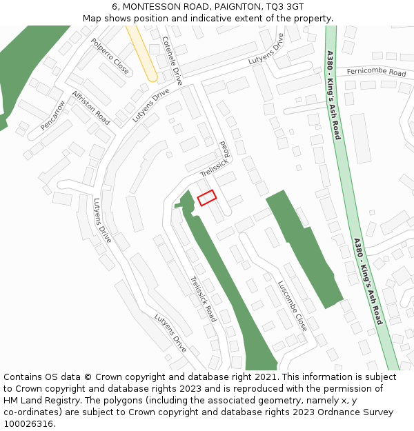 6, MONTESSON ROAD, PAIGNTON, TQ3 3GT: Location map and indicative extent of plot