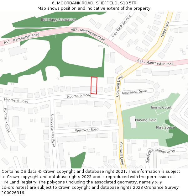 6, MOORBANK ROAD, SHEFFIELD, S10 5TR: Location map and indicative extent of plot