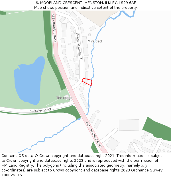 6, MOORLAND CRESCENT, MENSTON, ILKLEY, LS29 6AF: Location map and indicative extent of plot