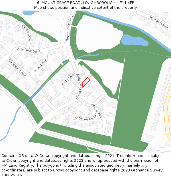 6, MOUNT GRACE ROAD, LOUGHBOROUGH, LE11 4FR: Location map and indicative extent of plot