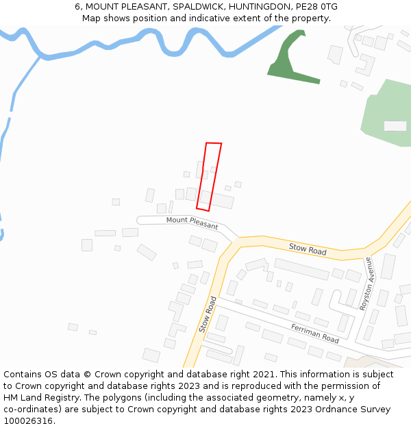 6, MOUNT PLEASANT, SPALDWICK, HUNTINGDON, PE28 0TG: Location map and indicative extent of plot