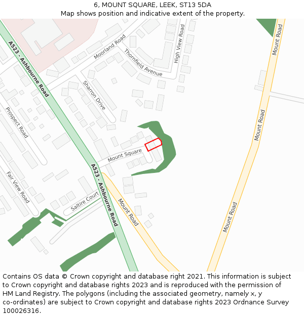 6, MOUNT SQUARE, LEEK, ST13 5DA: Location map and indicative extent of plot