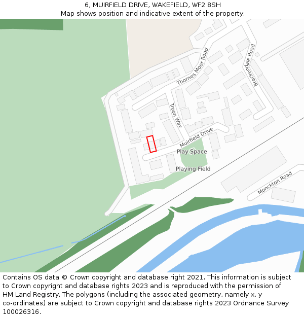 6, MUIRFIELD DRIVE, WAKEFIELD, WF2 8SH: Location map and indicative extent of plot